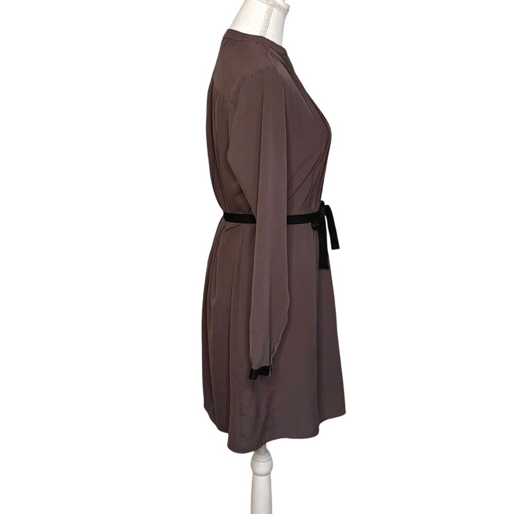 Motivi shirt dress with belt long sleeves brown black made in Italy - Picture 5 of 6